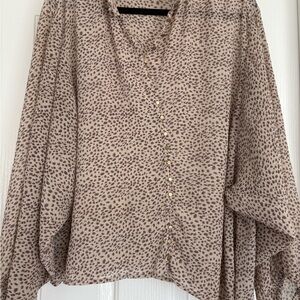 Together Animal Print Blouse with Button Detail